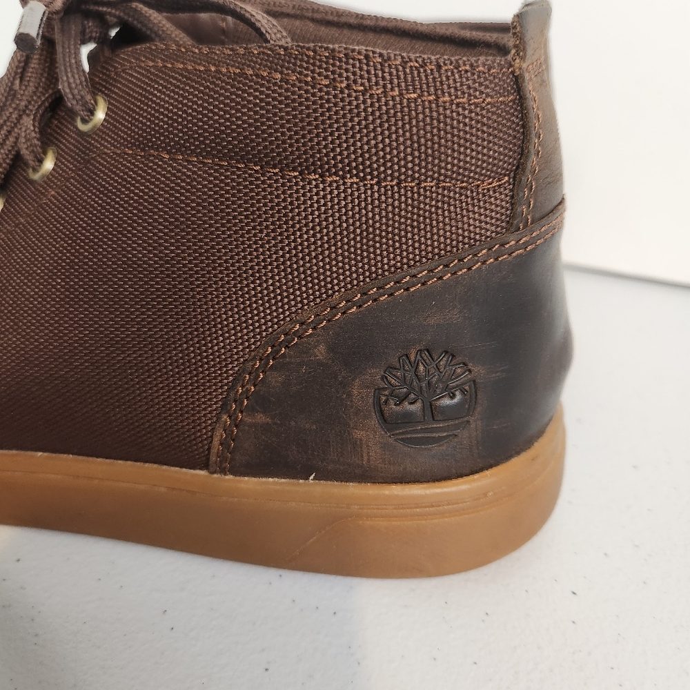 Timberland Groveton Chukka Boots Men’s Size 8 Brown Leather Canvas Lace Up - Picture 4 of 9
